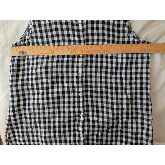 Eileen Fisher Organic Linen Gingham Tunic Shirt Large Black White Coastal - Picture 5 of 8